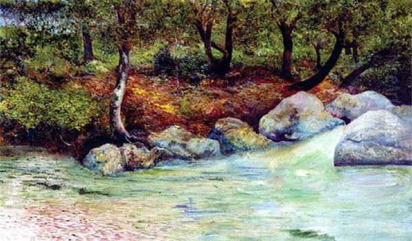 Landscape with forest and river Oil Painting by Joaquin Clausell