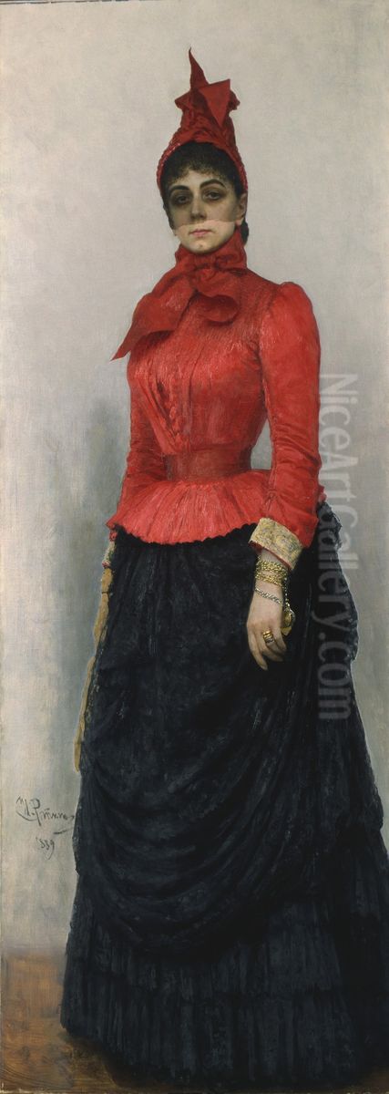 Portrait of Baroness V.I. Ikskul von Hildenbandt Oil Painting by Repin Iliya