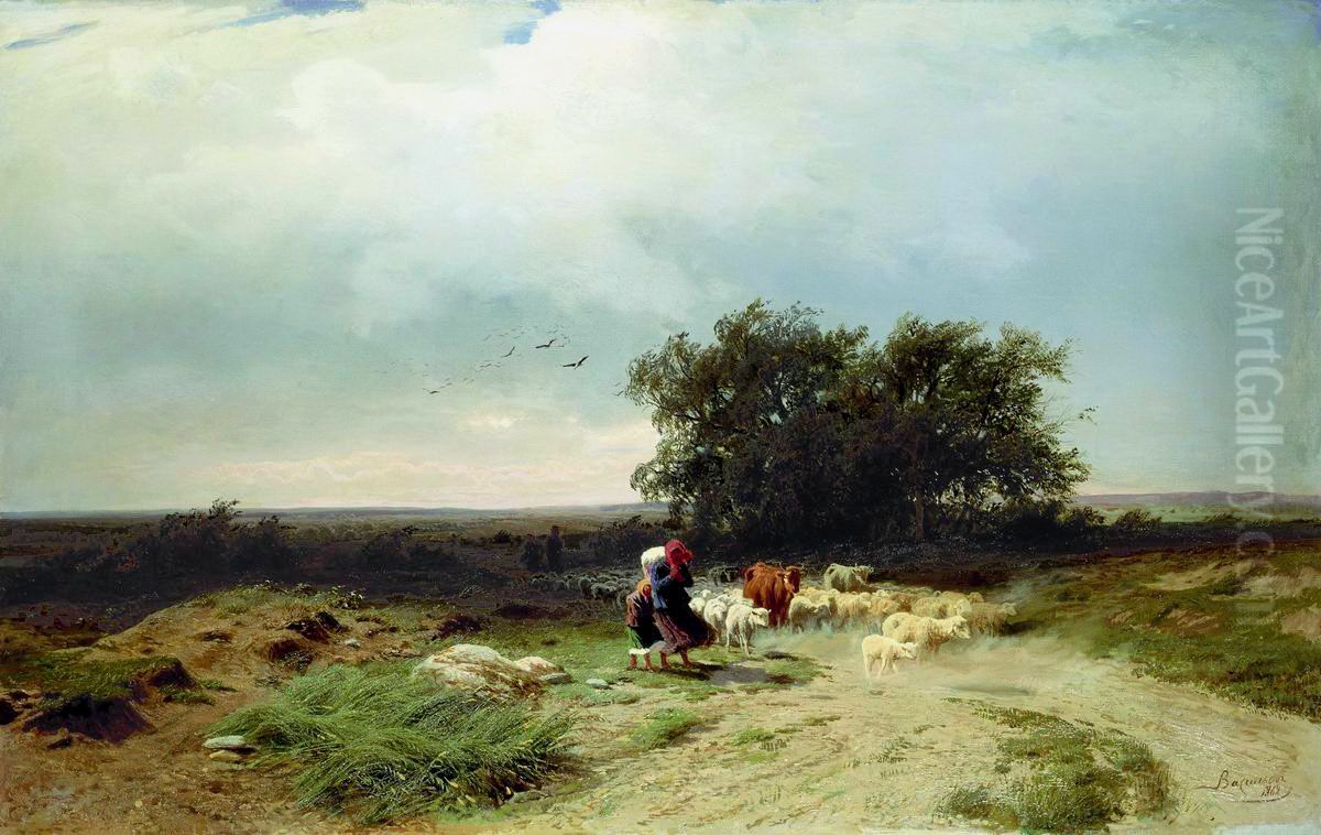 Return of the herd Oil Painting by Fyodor Vasilyev
