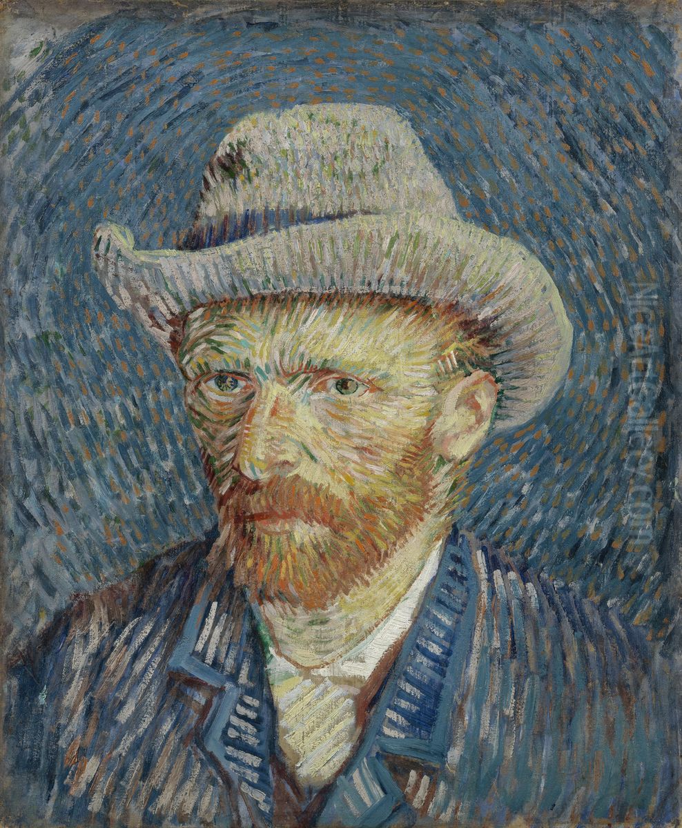 Zelfportret met grijze vilthoed Oil Painting by Vincent Van Gogh