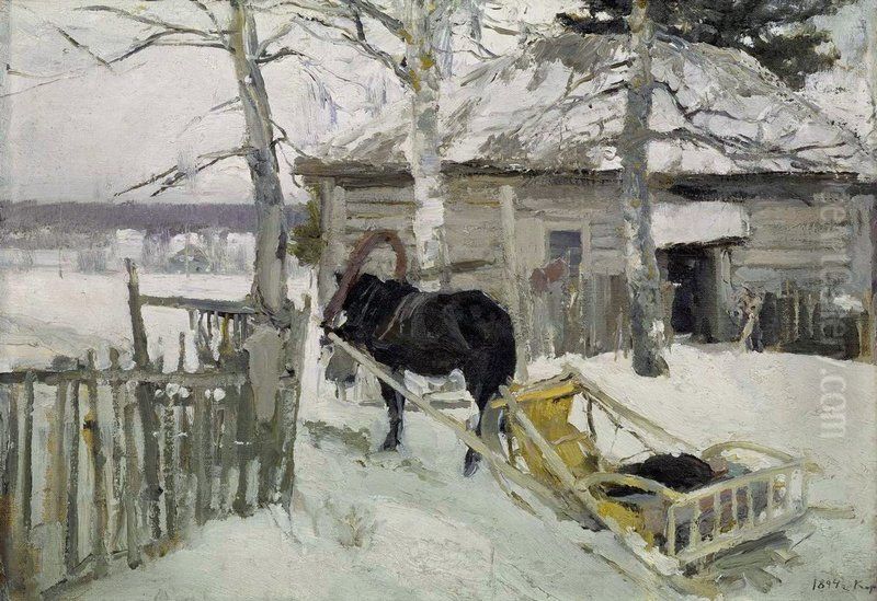 Winter Oil Painting by Konstantin Alexeyevich Korovin