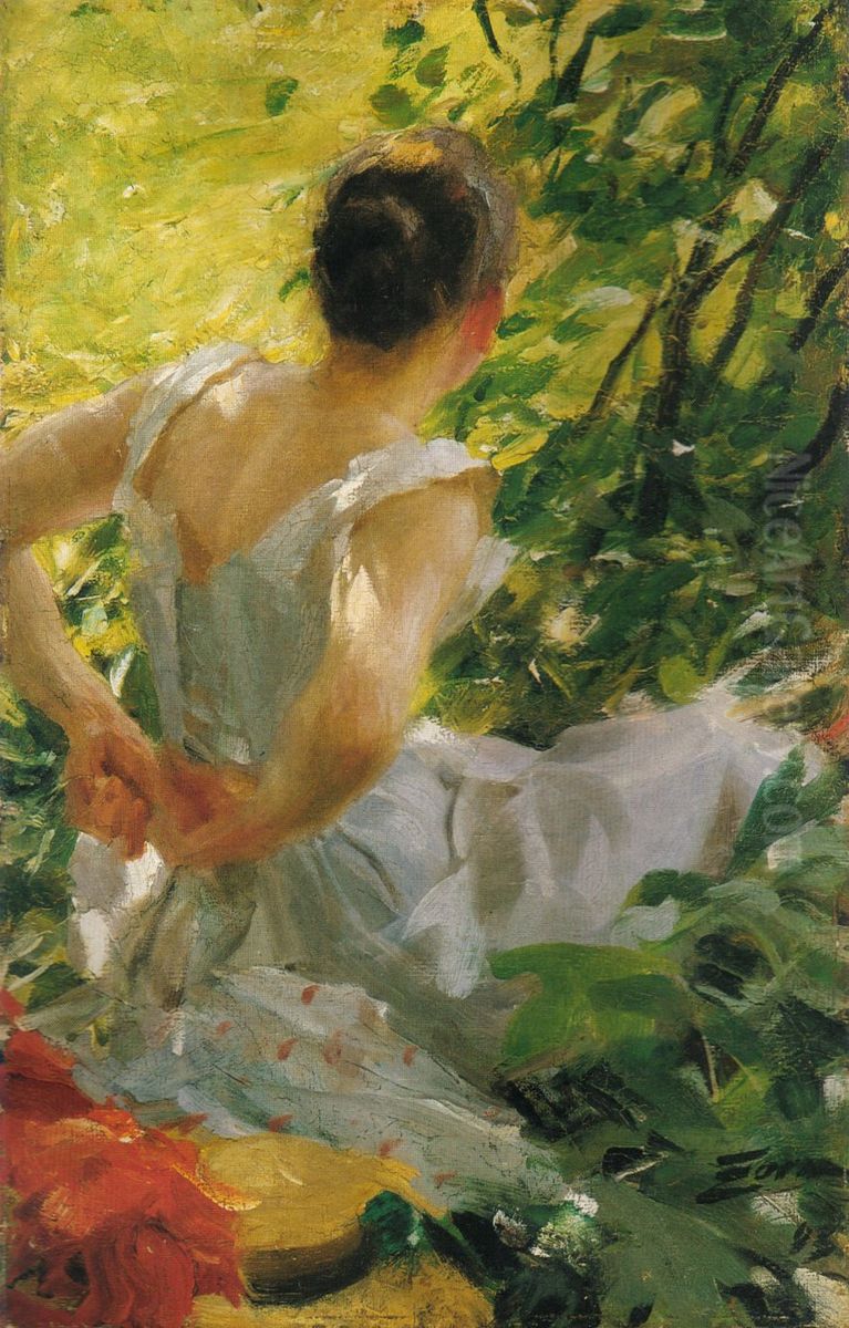 Woman getting dressed Oil Painting by Anders Zorn
