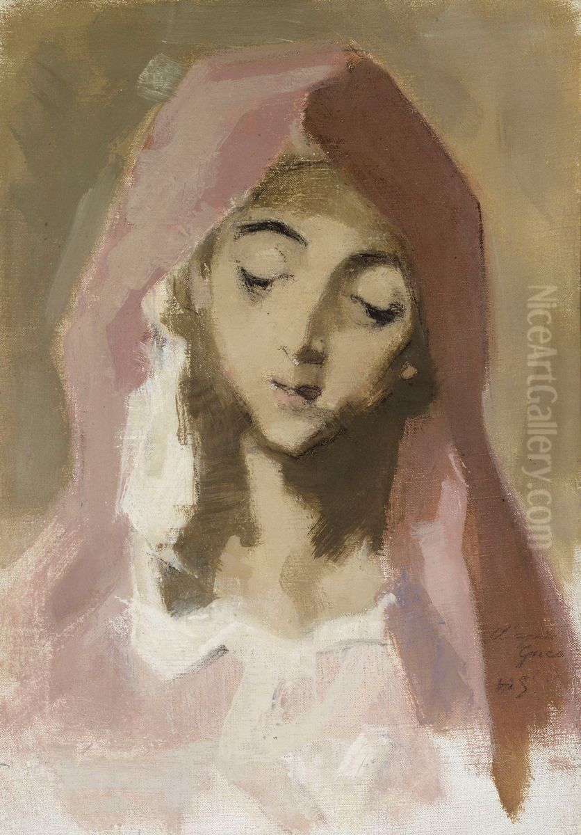 Madonna de la Charite, after El Greco Oil Painting by Helene Schjerfbeck