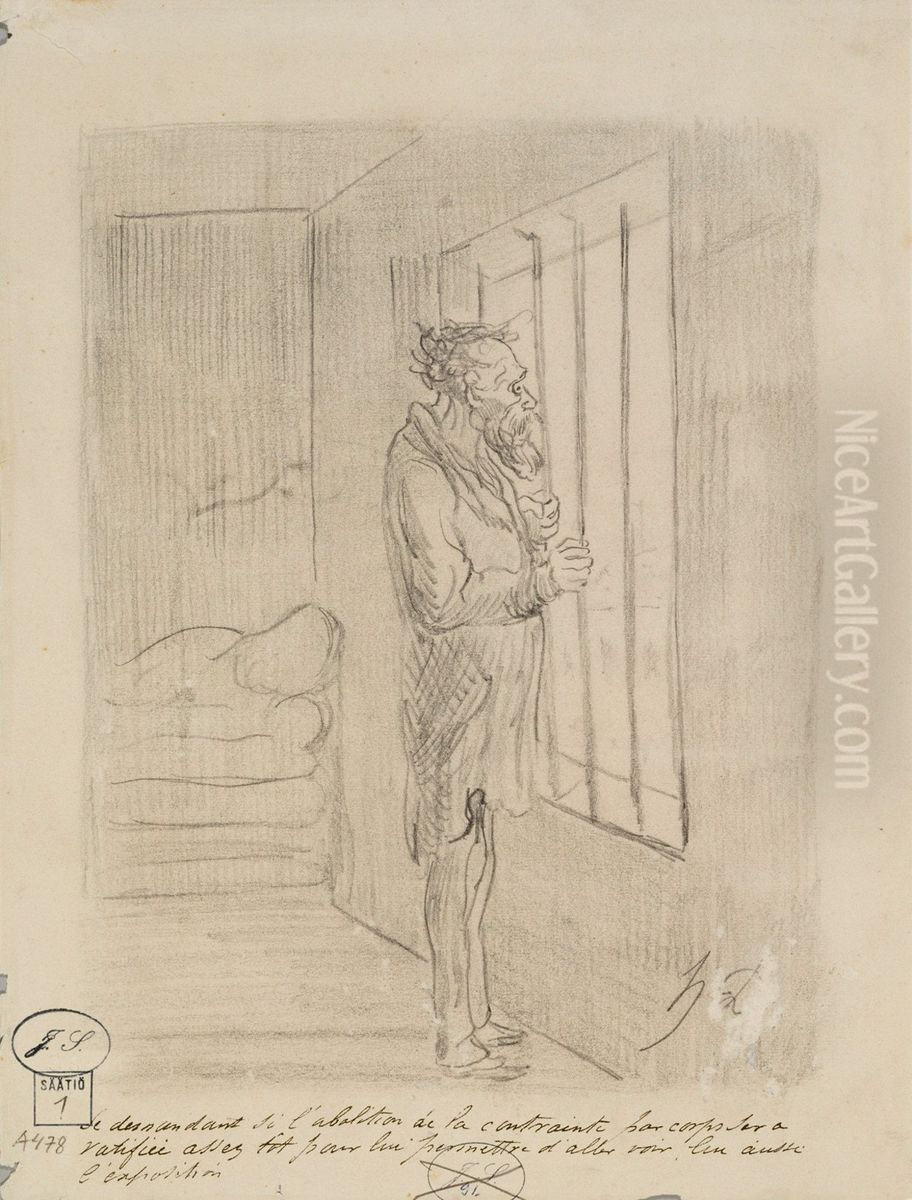 Man under lock and key Oil Painting by Honore Daumier