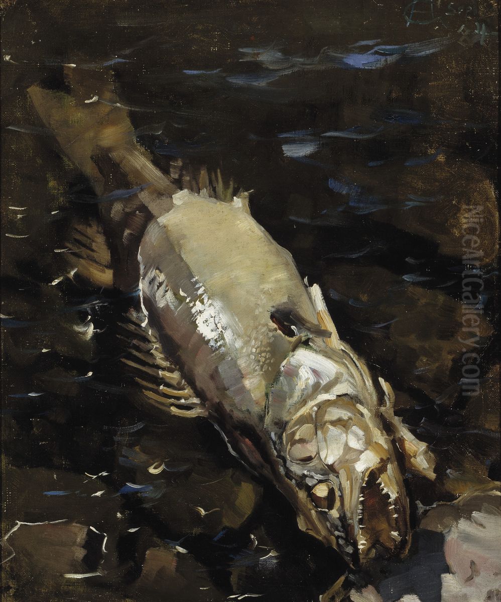Decaying Sander Oil Painting by Akseli Valdemar Gallen-Kallela