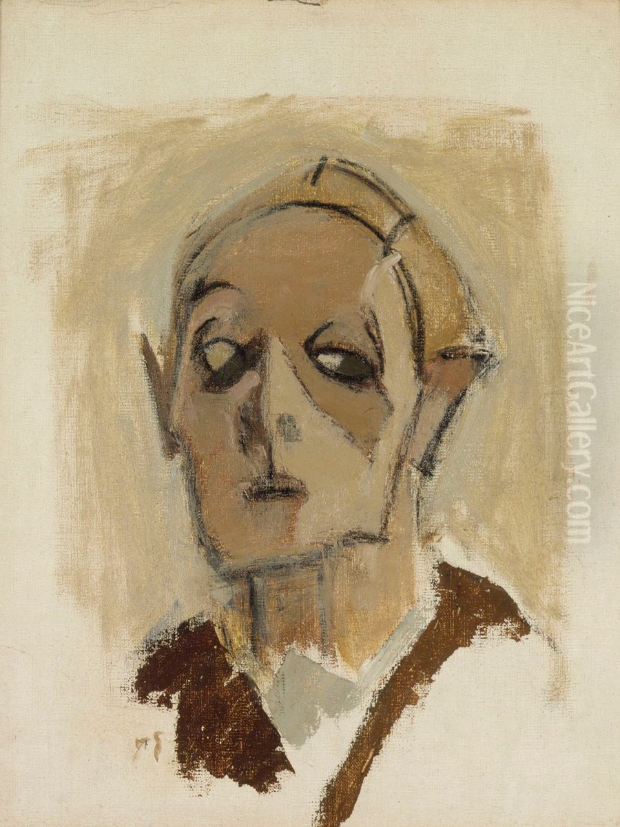 Sjalvportratt en face I Oil Painting by Helene Schjerfbeck