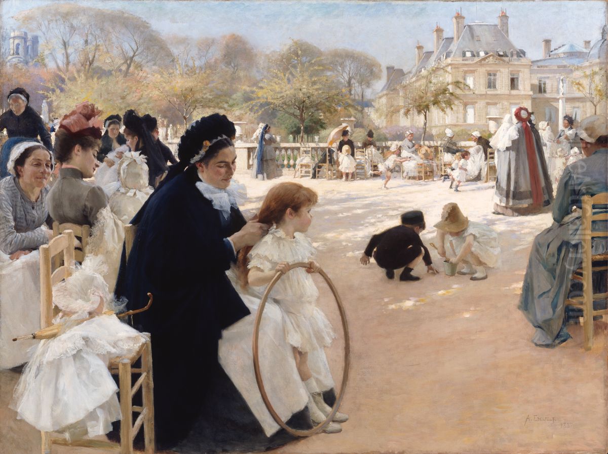 Pariisin Luxembourgin puistossa Oil Painting by Albert Edelfelt