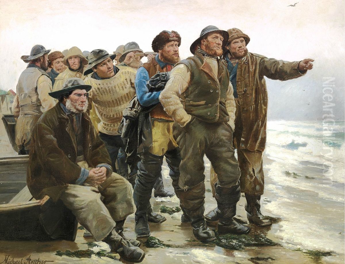 Will he round the point? Oil Painting by Michael Peter Ancher
