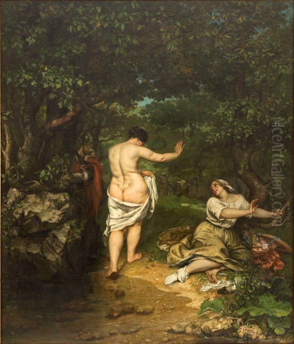 Les Baigneuses Oil Painting by Gustave Courbet
