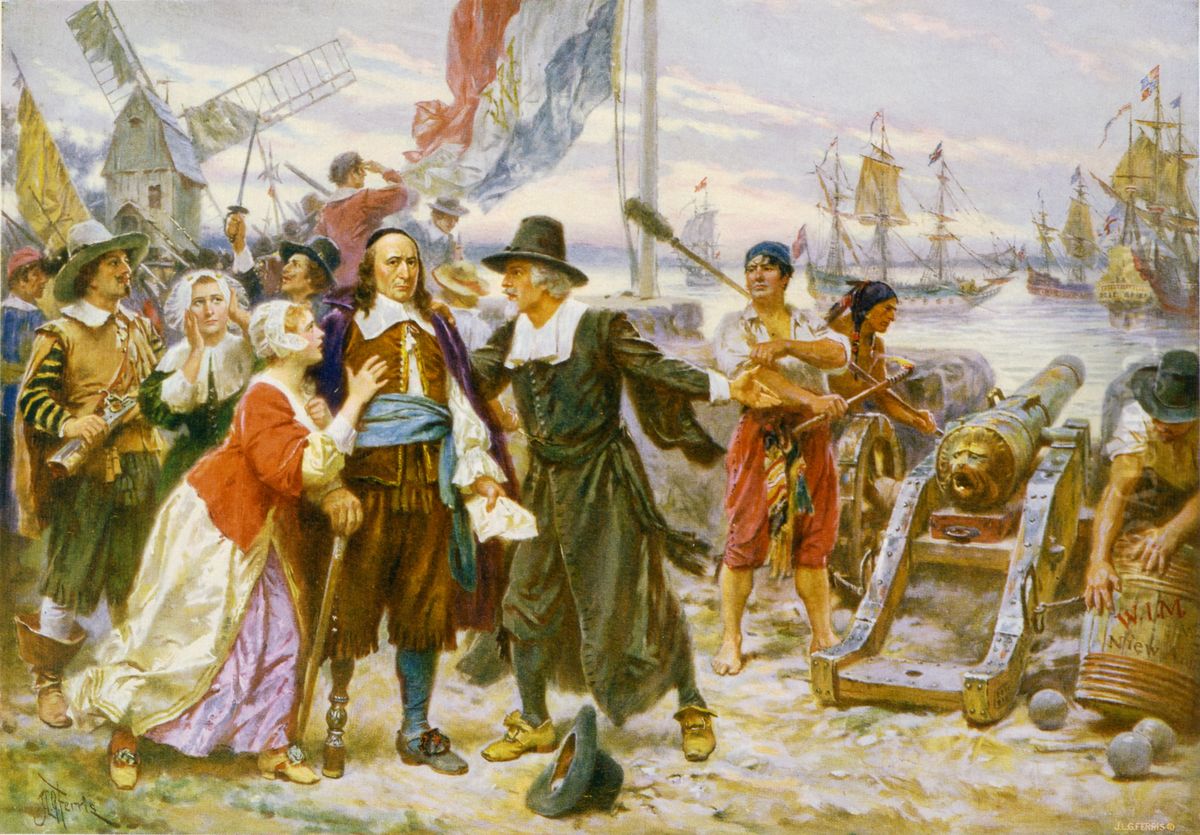 The Fall of New Amsterdam Oil Painting by Jean-Leon Gerome Ferris