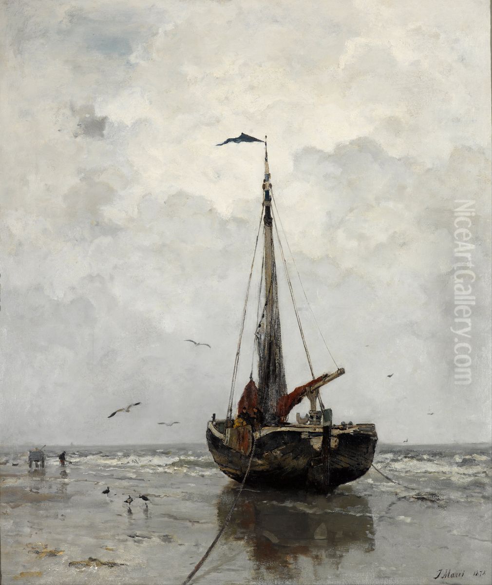 Fishing boat Oil Painting by Jacob Maris