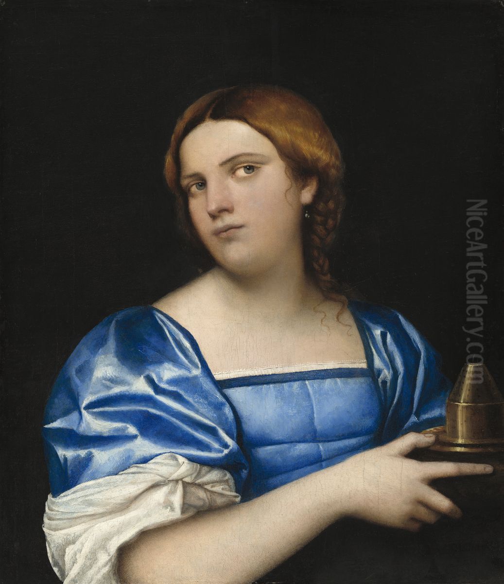 Portrait of a Young Woman as a Wise Virgin Oil Painting by Sebastiano Del Piombo