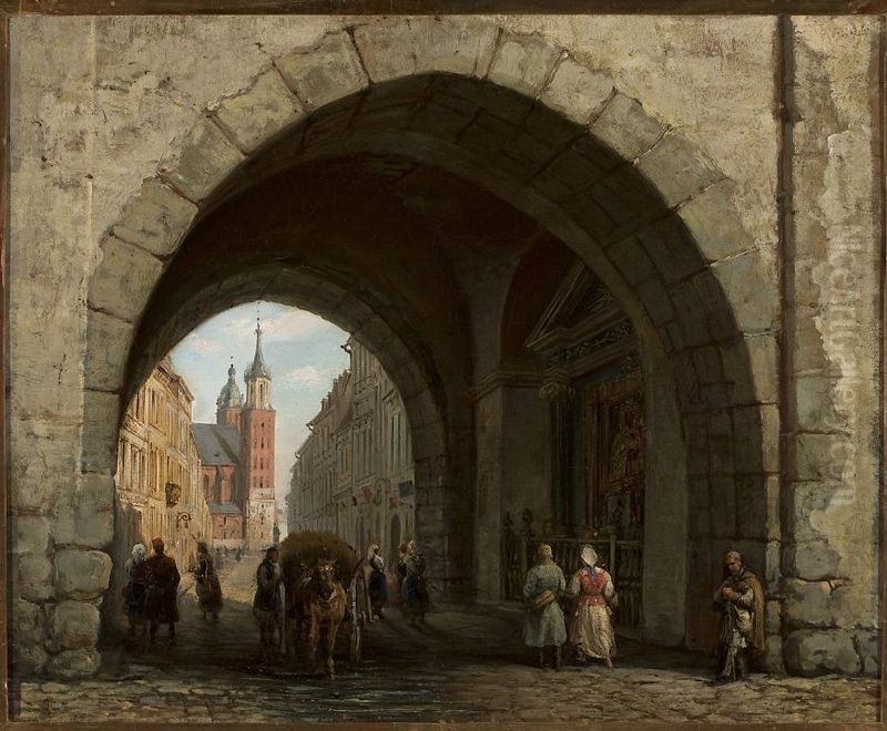 Brama Florianska w Krakowie Oil Painting by Marcin Zaleski