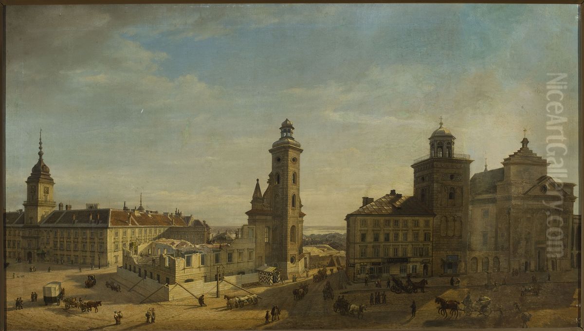 Demolition of the church St. Clara and the Bernardine nunnery in Warsaw Oil Painting by Wincenty Kasprzycki