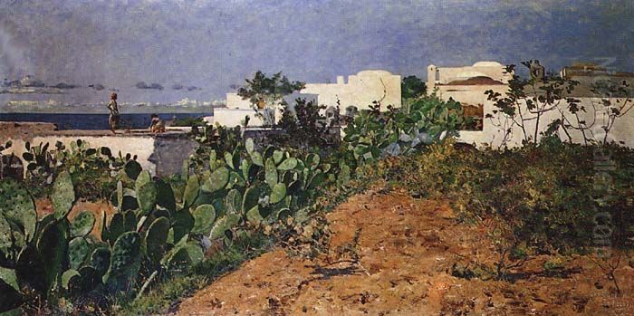 Casas Brancas de Caprile Oil Painting by Henrique Pousao