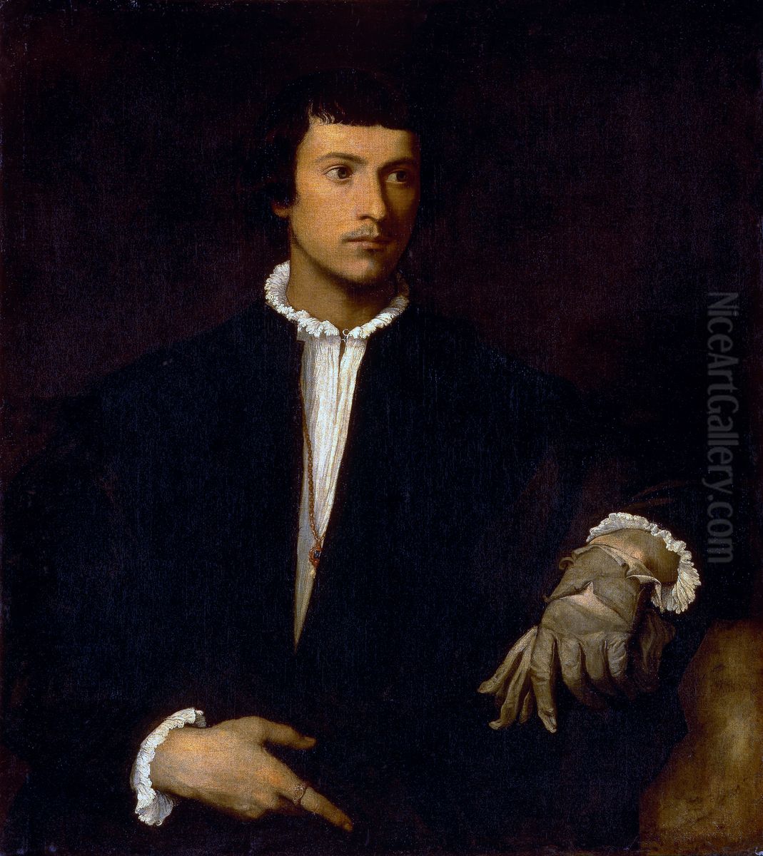 Man with a Glove Oil Painting by Titian