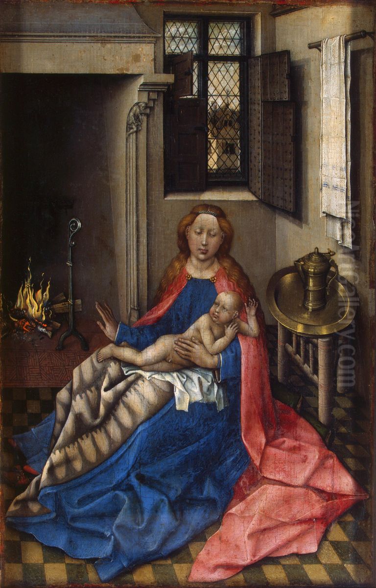 Madonna s mladencem u kamina Oil Painting by Robert Campin