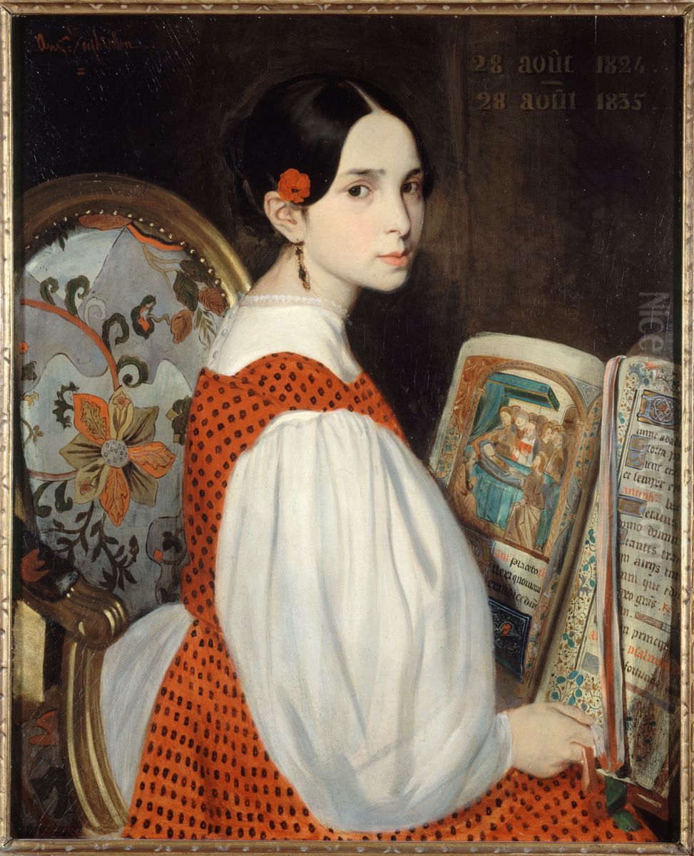Leopoldine au livre d'heures Oil Painting by Auguste de Chatillon