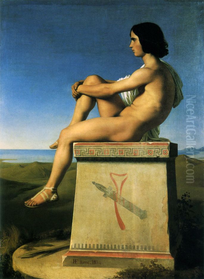 Polytes, fils de Priam, observant les mouvements des Grecs vers Troie Oil Painting by Hippolyte Flandrin