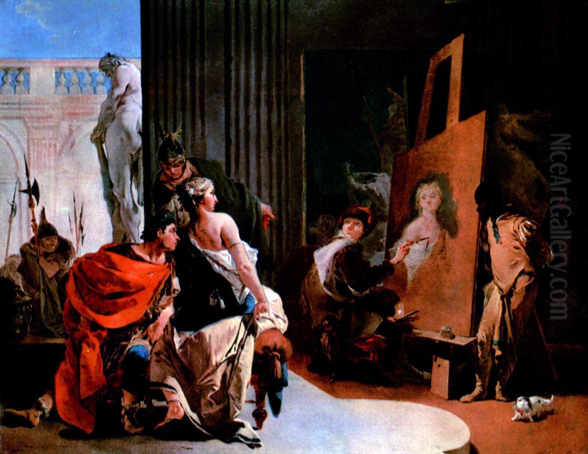 Alexander der Grosse und Campaspe im Atelier des Apelles Oil Painting by Giovanni Battista Tiepolo