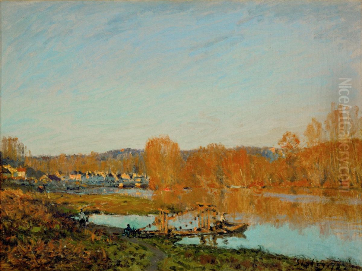 Banks of the Seine near Bougival Oil Painting by Alfred Sisley