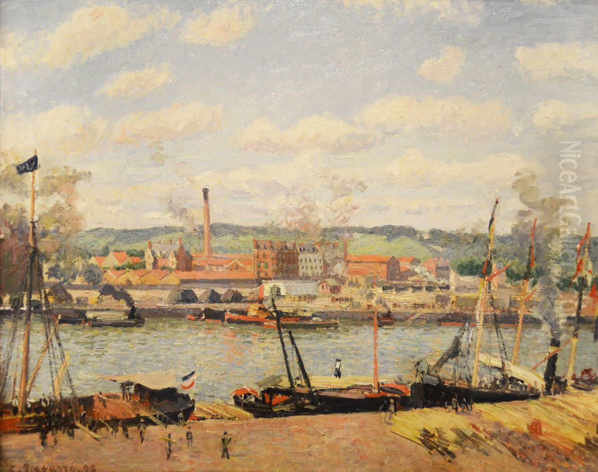 view on the cotton mill of Oiseel near Rouen Oil Painting by Camille Pissarro