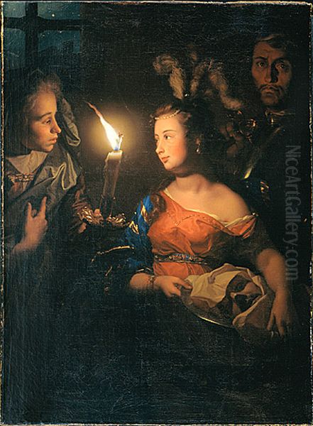 Salome with the Head of John the Baptist Oil Painting by Godfried Schalcken