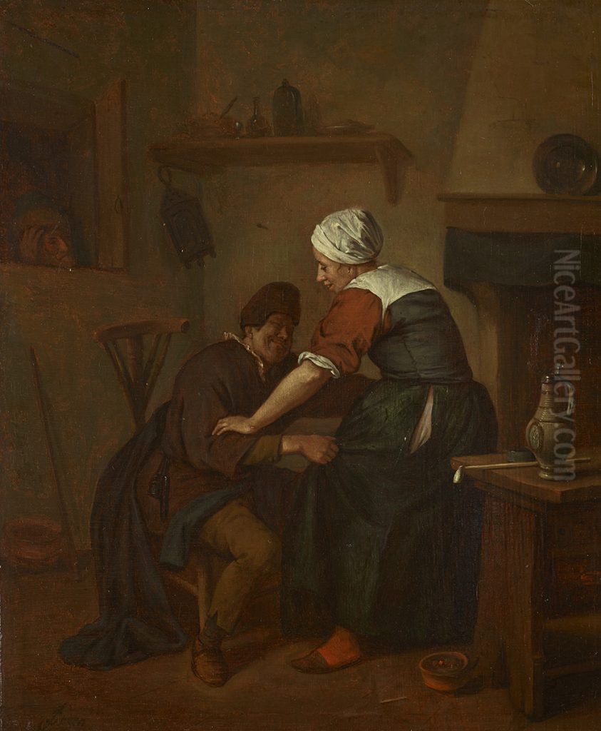 Interior With Figures Oil Painting by Jan Steen