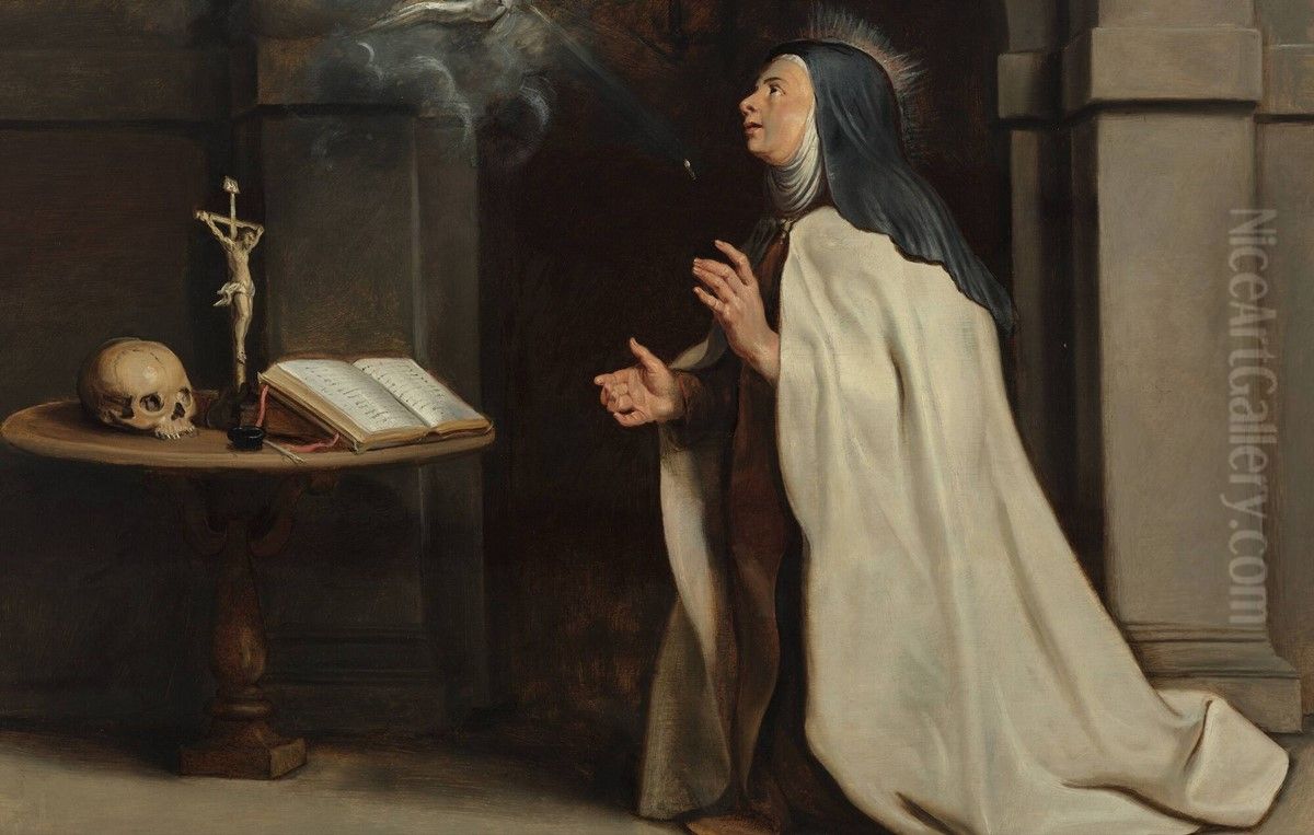 Saint Teresa of Avila's vision of the dove Oil Painting by (studio of) Rubens, Peter Paul