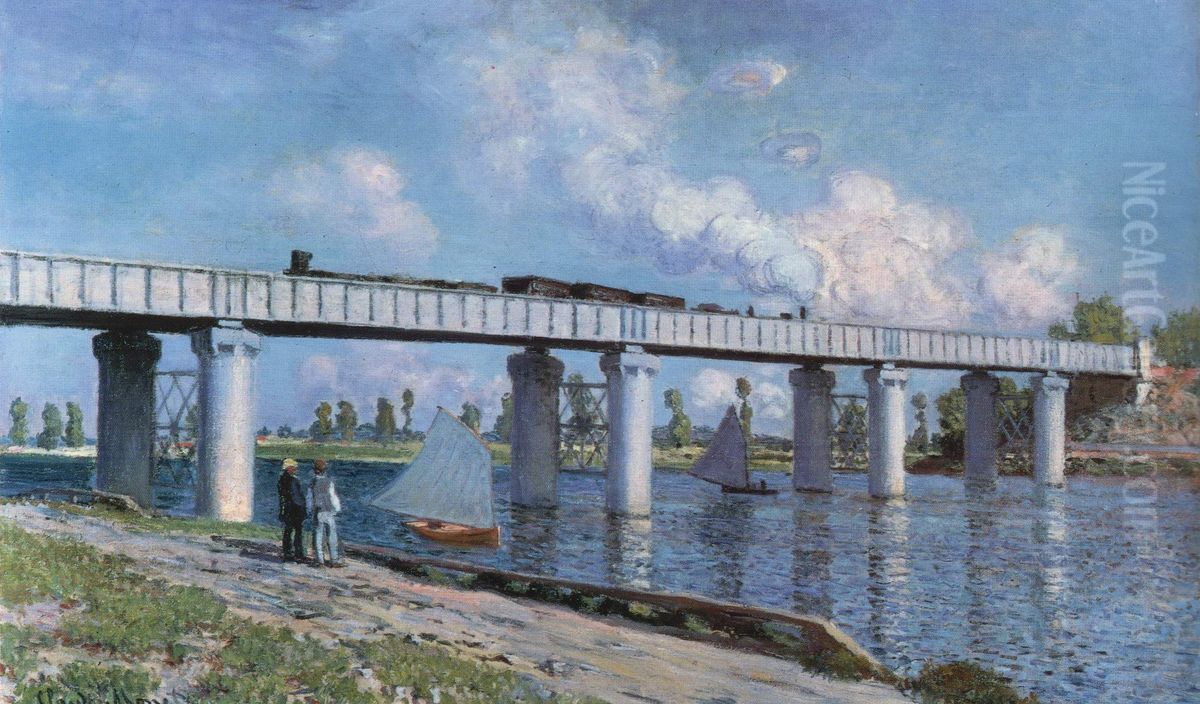The Railway Bridge in Argenteuil Oil Painting by Claude Oscar Monet