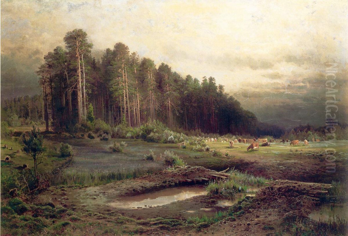 Elk Island in Sokolniki Oil Painting by Alexei Kondratievich Savrasov