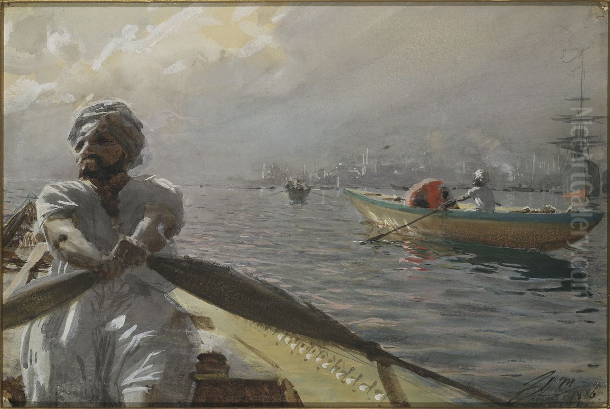 Turkish Boatman in the Constantinople Harbour Oil Painting by Anders Zorn