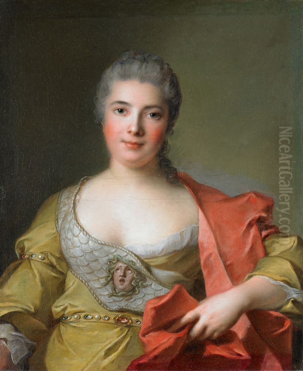 Adelaide-Julie Mirleau de Neuville (Proper) - Madame de Fremicourt as Minerva (Former title) Oil Painting by Jean-Marc Nattier