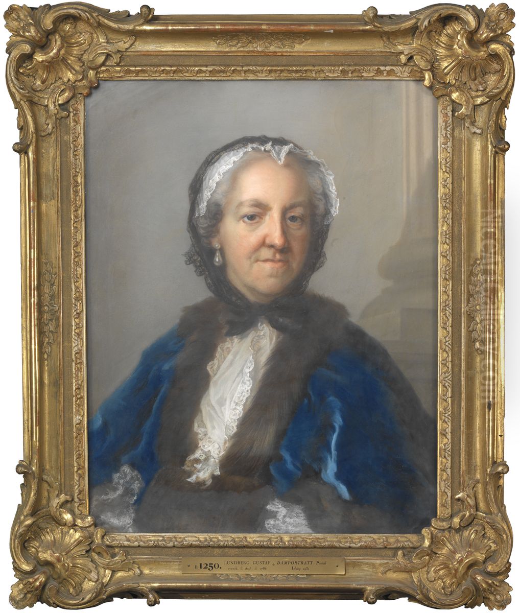 Baroness Ulrika Maria Sparre, nee Tessin Oil Painting by Gustaf Lundberg