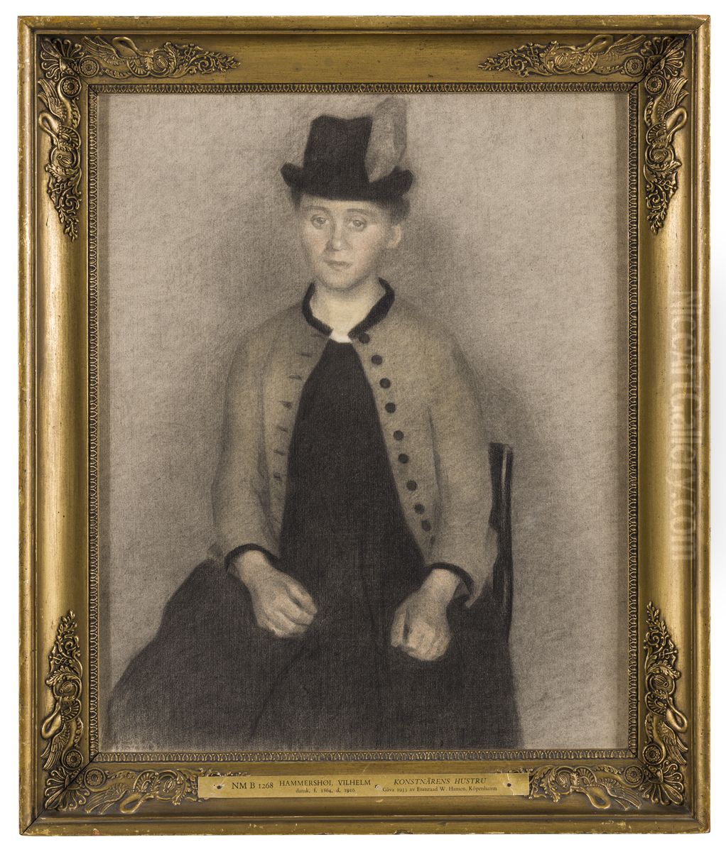 Ida Ilsted, konstnarens hustru Oil Painting by Vilhelm Hammershoi