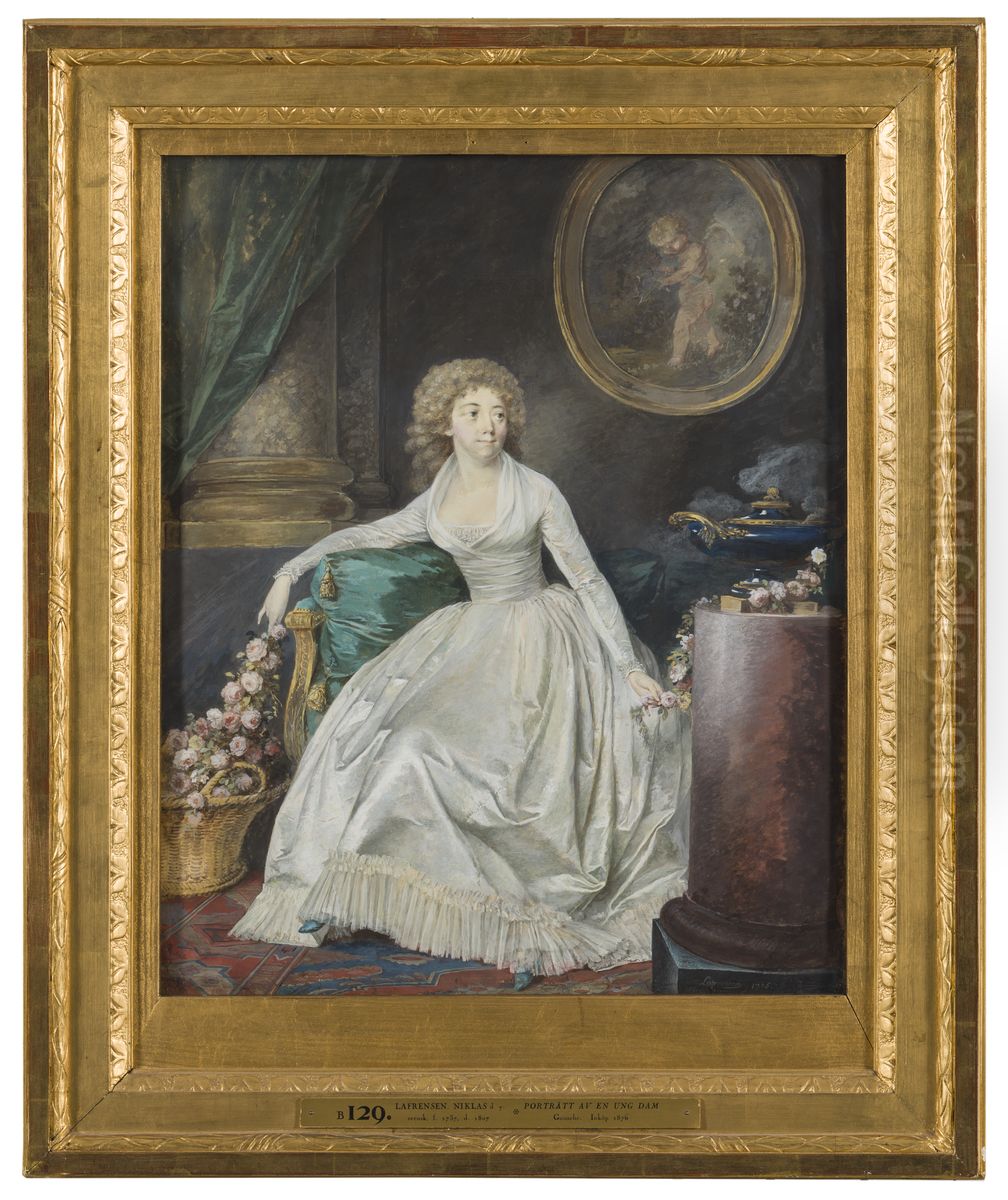 Mamsell Sofia Hagman Oil Painting by Niclas Lafrensen