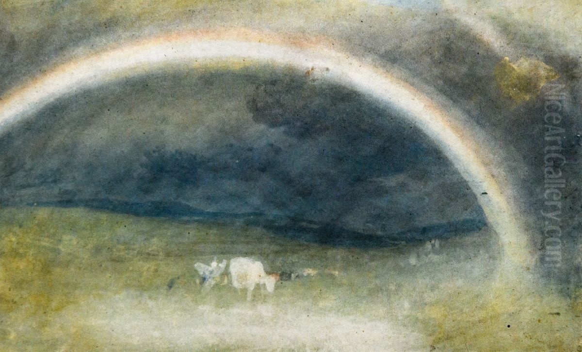 A Rainbow, with Cattle Oil Painting by J. M. W. Turner