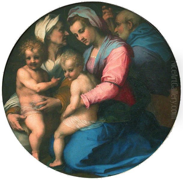 Madonna and Child with St. Elisabeth and the Infant St. John Oil Painting by Andrea Del Sarto