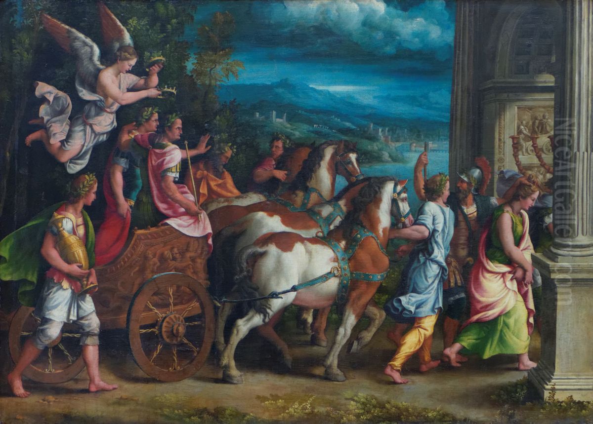 Triumph of Titus and Vespasian Oil Painting by Giulio Romano (Orbetto)