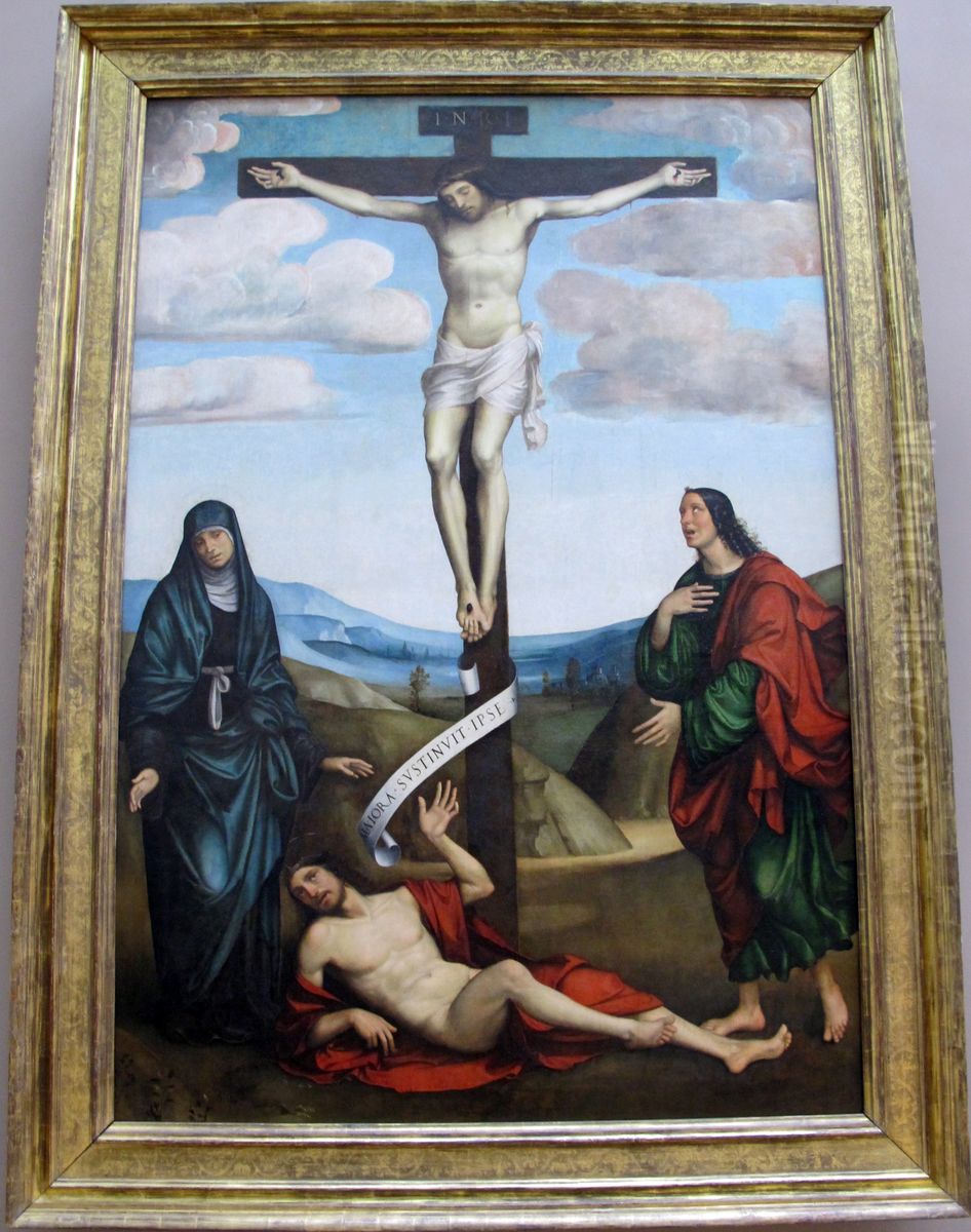 Le Calvaire avec saint Job couche au pied de la croix Oil Painting by Francesco Francia