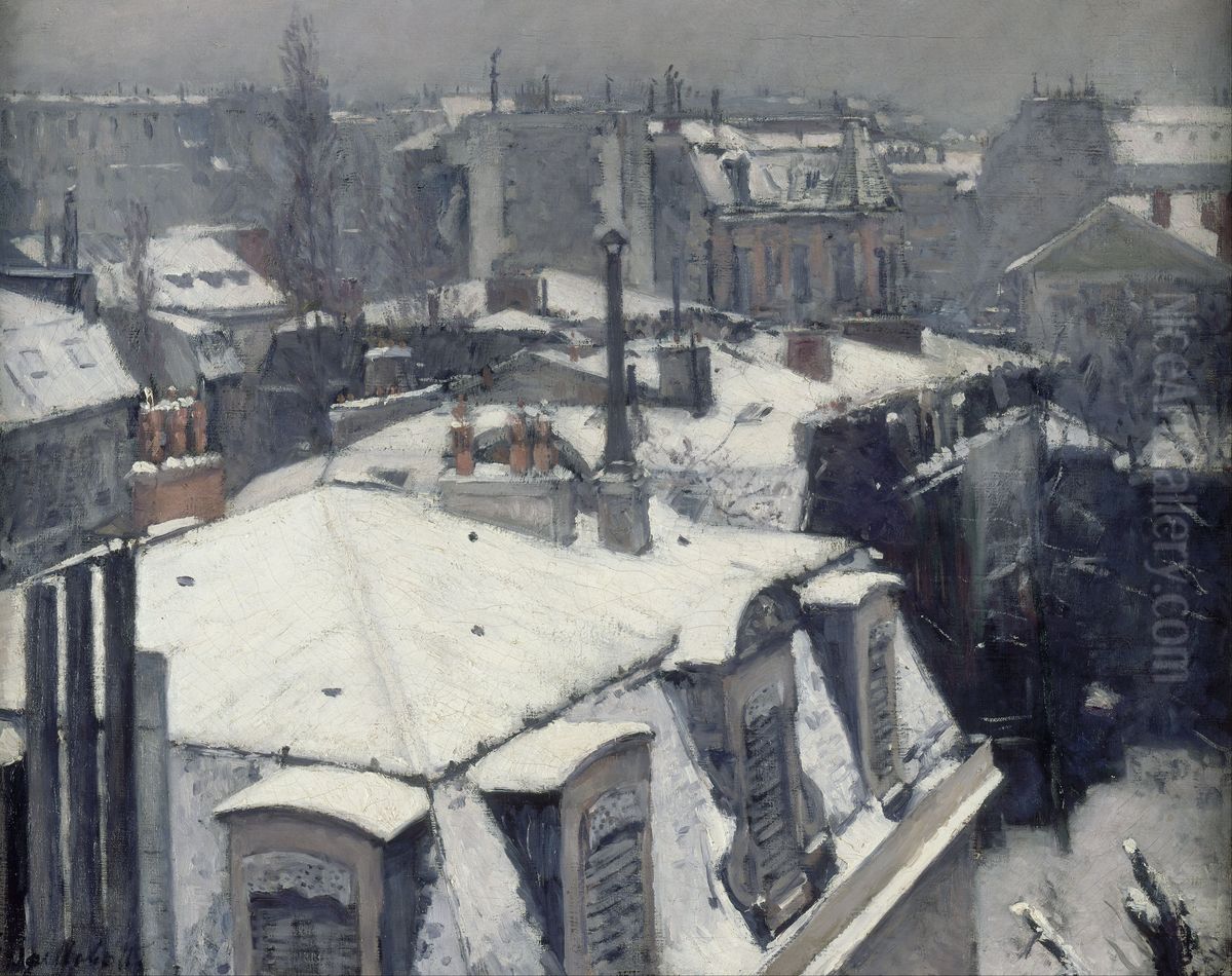 Vue de toits (effet de neige) Oil Painting by Gustave Caillebotte