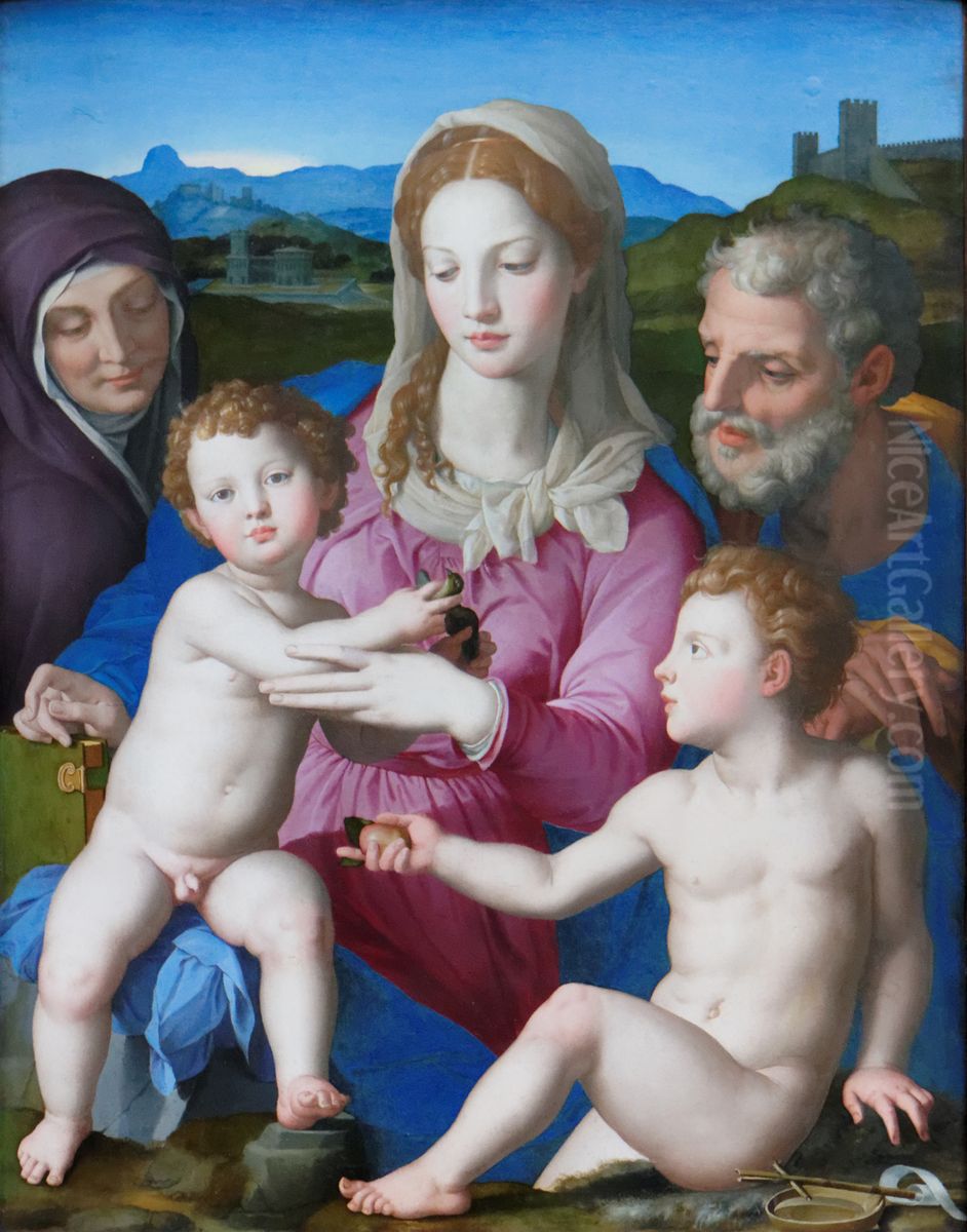 The Holy Family with St. Anna and the Infant St. John the Baptist Oil Painting by Bronzino