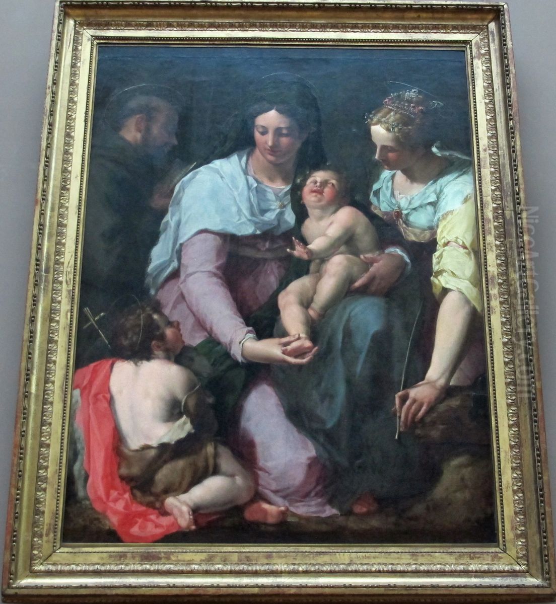 Madonna and Child adored by Sts. John the Baptist, Francis of Assisi and Catherine of Alexandria Oil Painting by Peter Candid