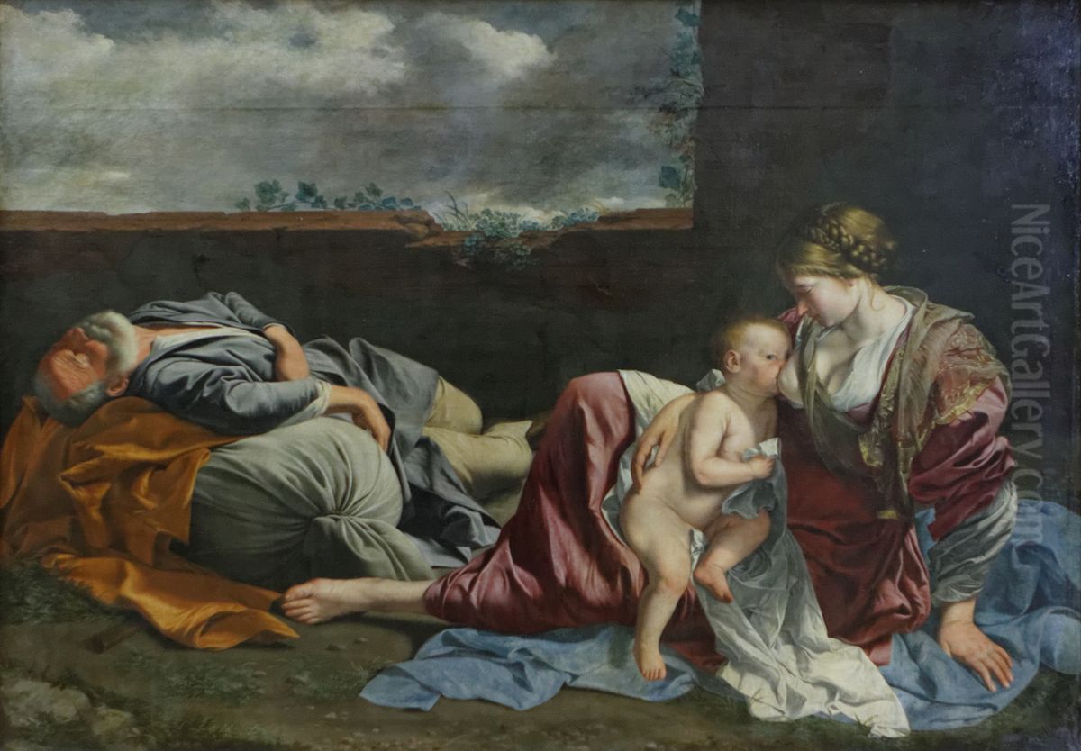 Rest on the Flight into Egypt Oil Painting by Orazio Gentileschi