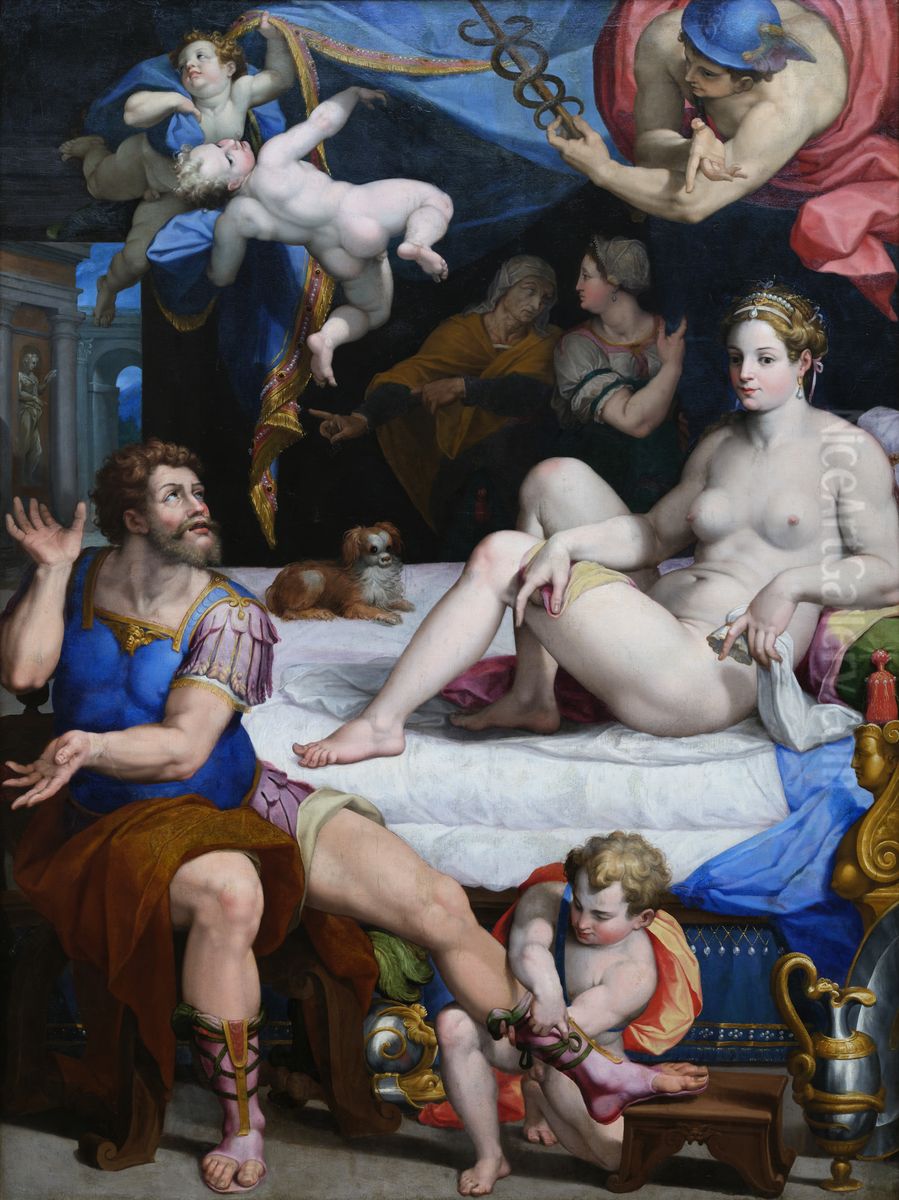 Mercury Orders Aeneas to Abandon Dido Oil Painting by Orazio Samacchini