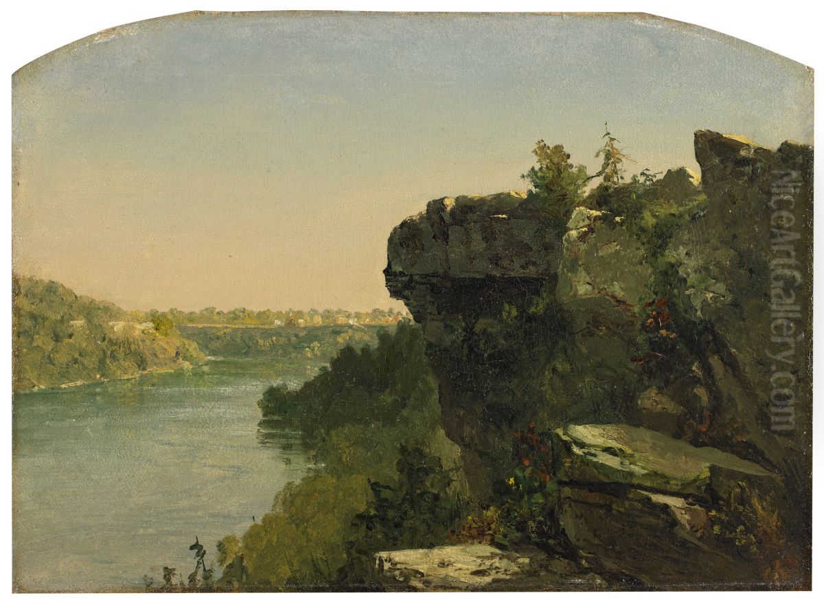 Overlooking the River From the Cliffs Oil Painting by John Frederick Kensett