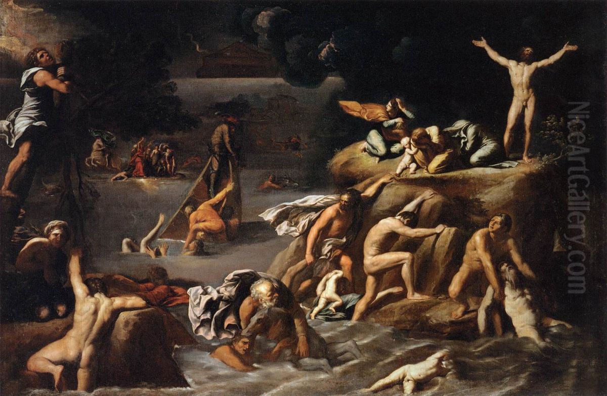 Diluvio universale Oil Painting by Antonio Marziale Carracci