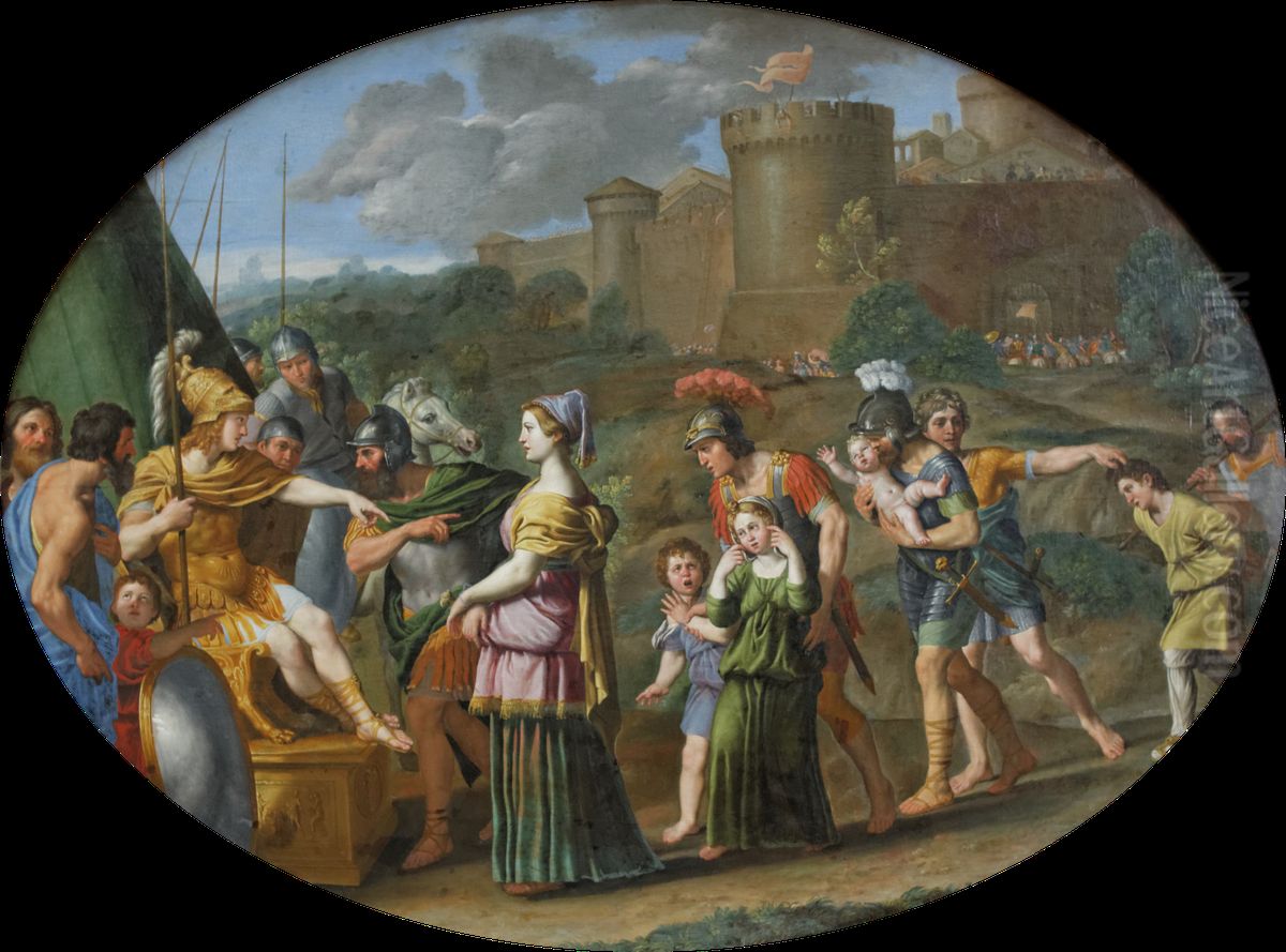 Timoclee captive amenee devant Alexandre Oil Painting by Domenico Zampieri (Domenichino)