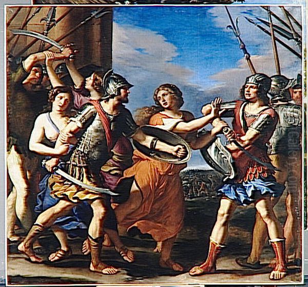 Ersilia separa Romolo e Tazio Oil Painting by Giovanni Francesco Barbieri