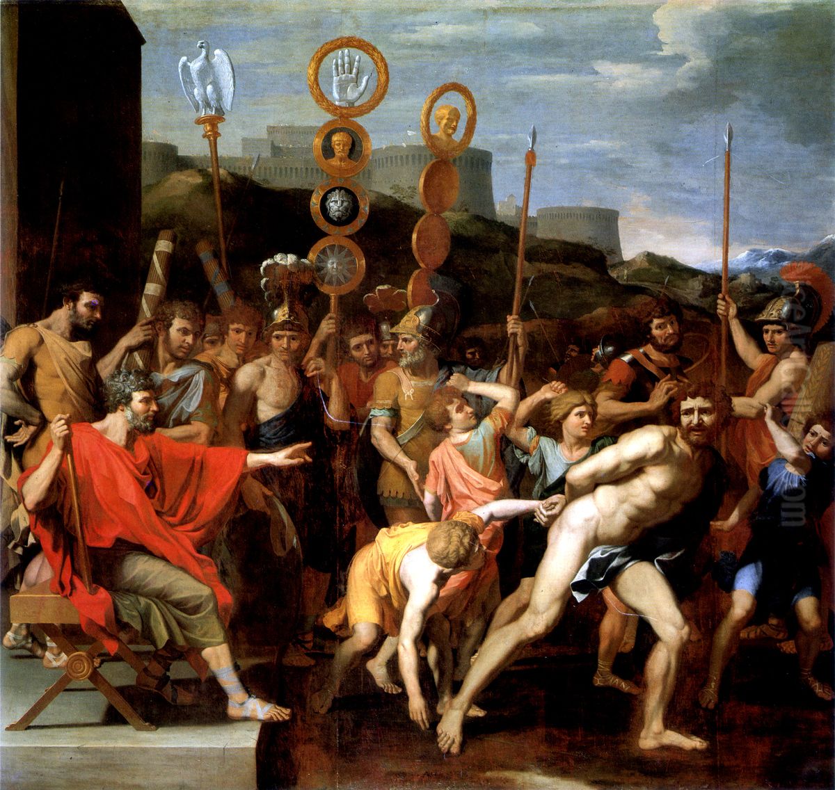 Camille livre le maitre d'ecole de Faleries a ses ecoliers Oil Painting by Nicolas Poussin